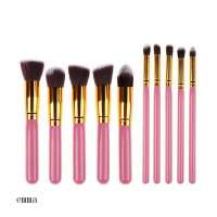 High quality black white pink wooden handle flat top makeupbrush make up brushes kit