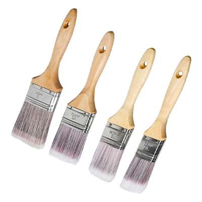 Natural Beechwood Handle PET Filament Bristle Paint Brush Wide Highline Flat Professional Wall Paint Brushes