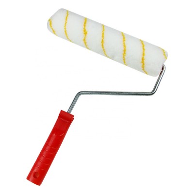 Euro Style Polyester Yellow Strip Paint Roller brush With Red PP Handle